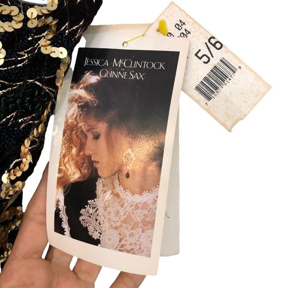 Vintage Gunne Sax 90s Strapless Sweatheart Beaded Sequin Velvet Cocktail… - Picture 2 of 10